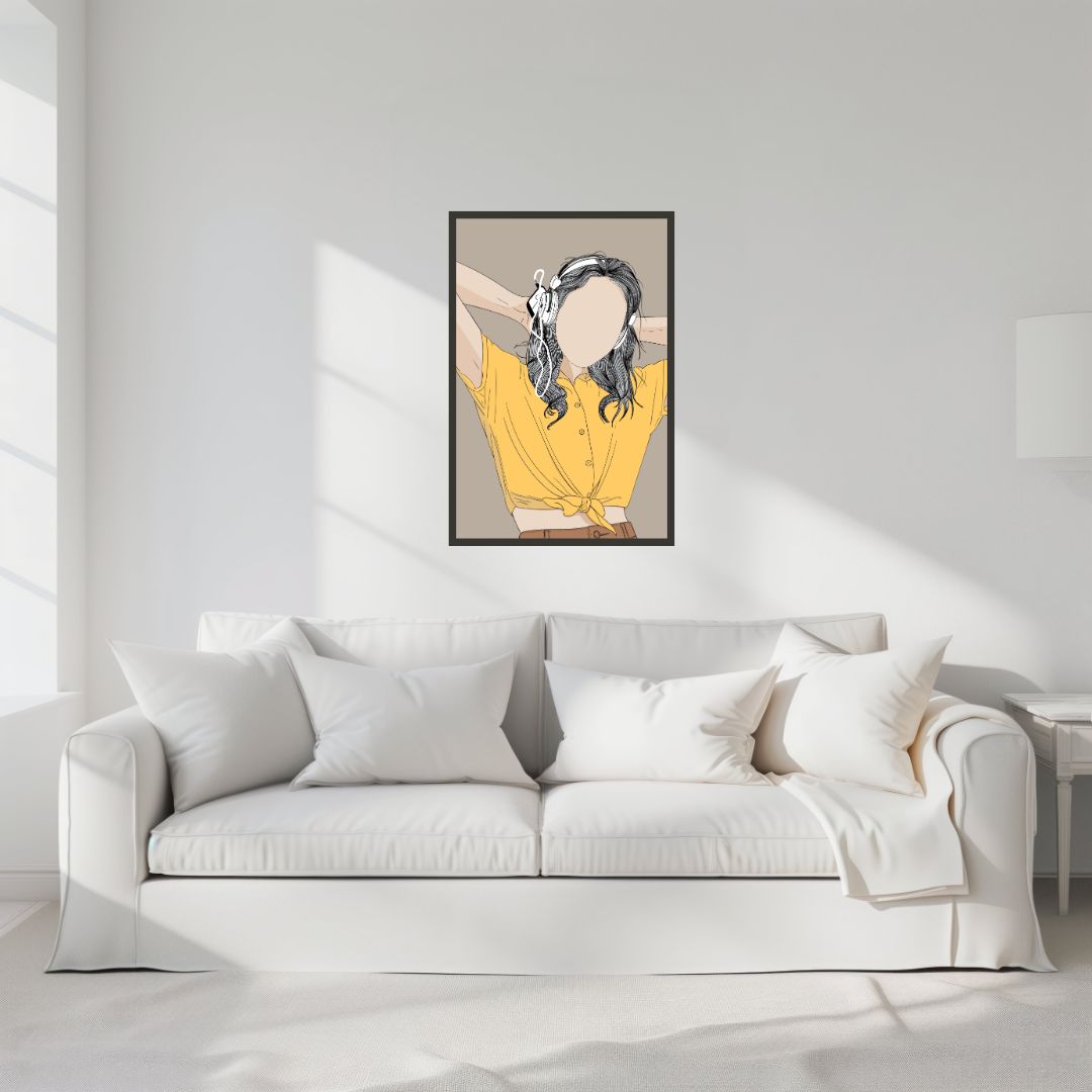 Cute Girl Enjoying the Music Wall Art