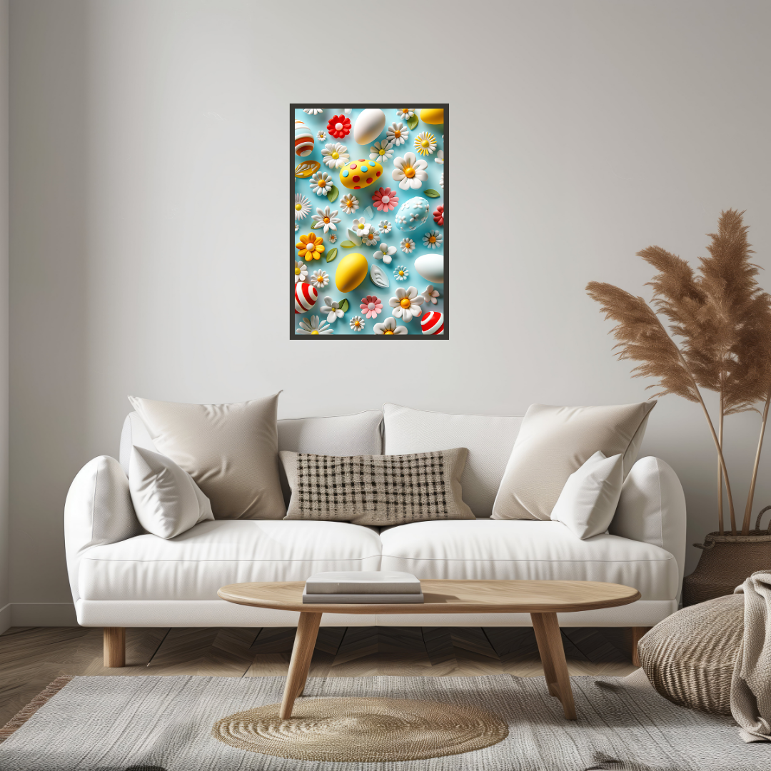 Beautiful Easter Eggs and Flowers Wall Art