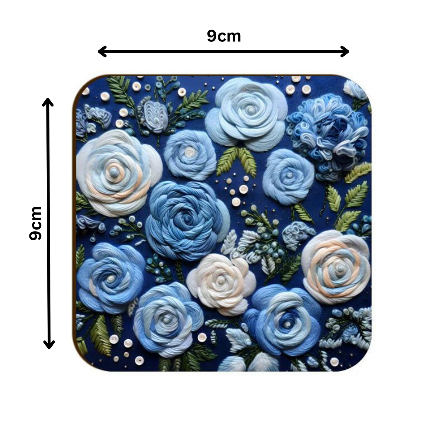 3D flowers Embroidery Design Square Coaster