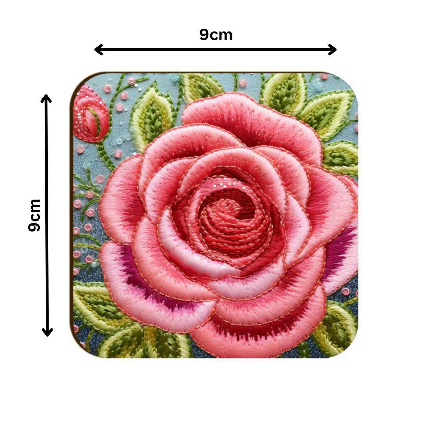 3D flowers Embroidery Design Square Coaster