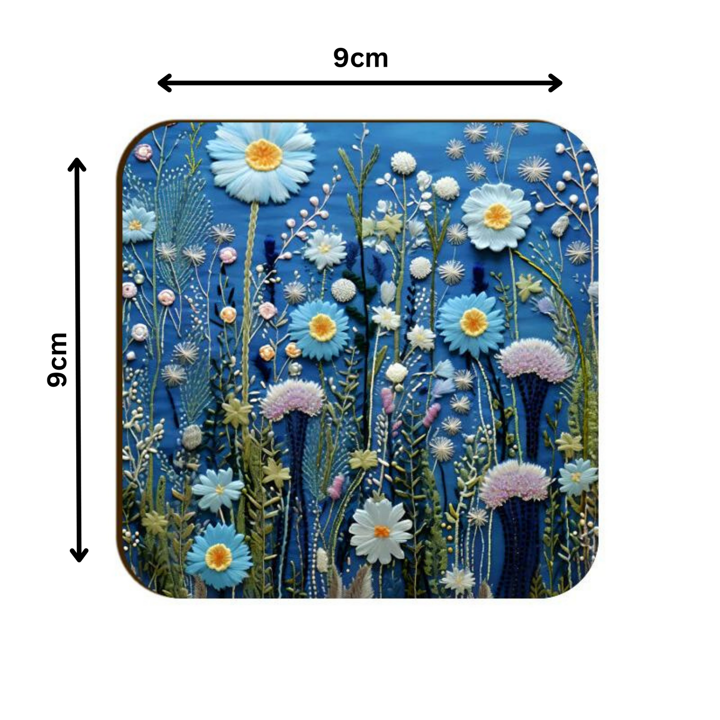 3D flowers Embroidery Design Square Coaster
