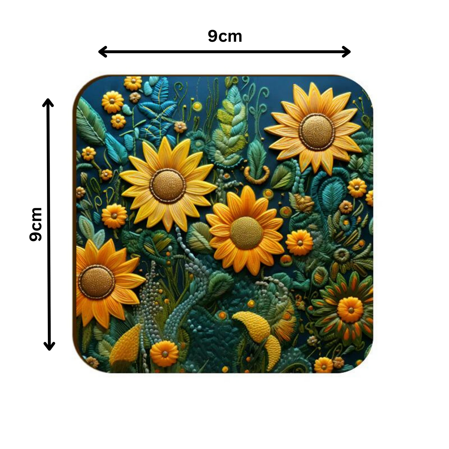 3D flowers Embroidery Design Square Coaster