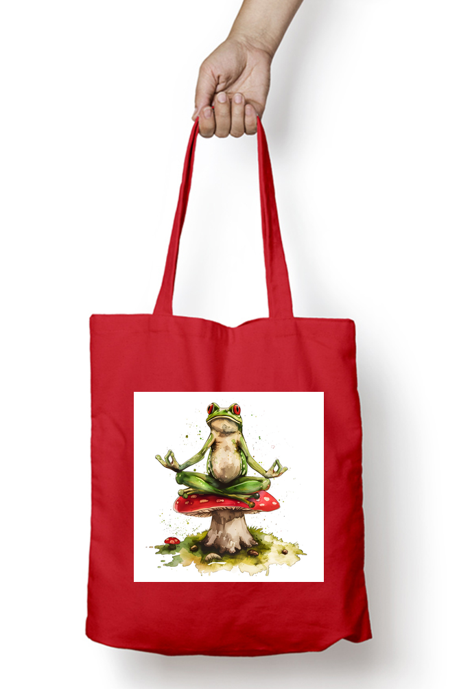 Yoga Frog Tote Bags with Zipper