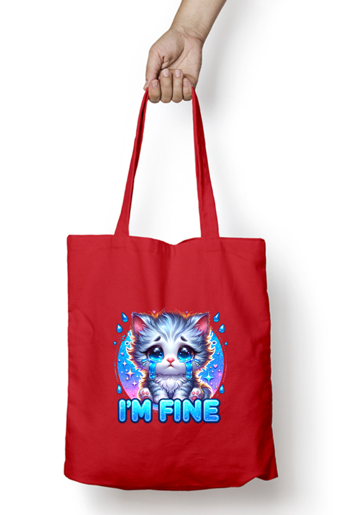 Crying Kitten I am fine - Tote Bags with Zipper