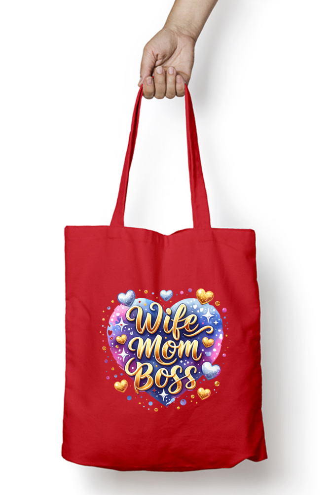 Wife Mom Boss Heart Design - Tote Bags with Zipper