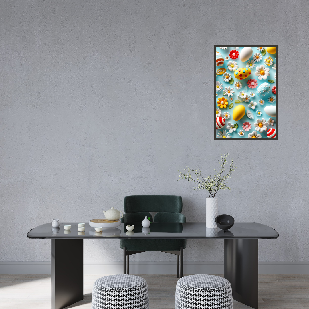 Beautiful Easter Eggs and Flowers Wall Art