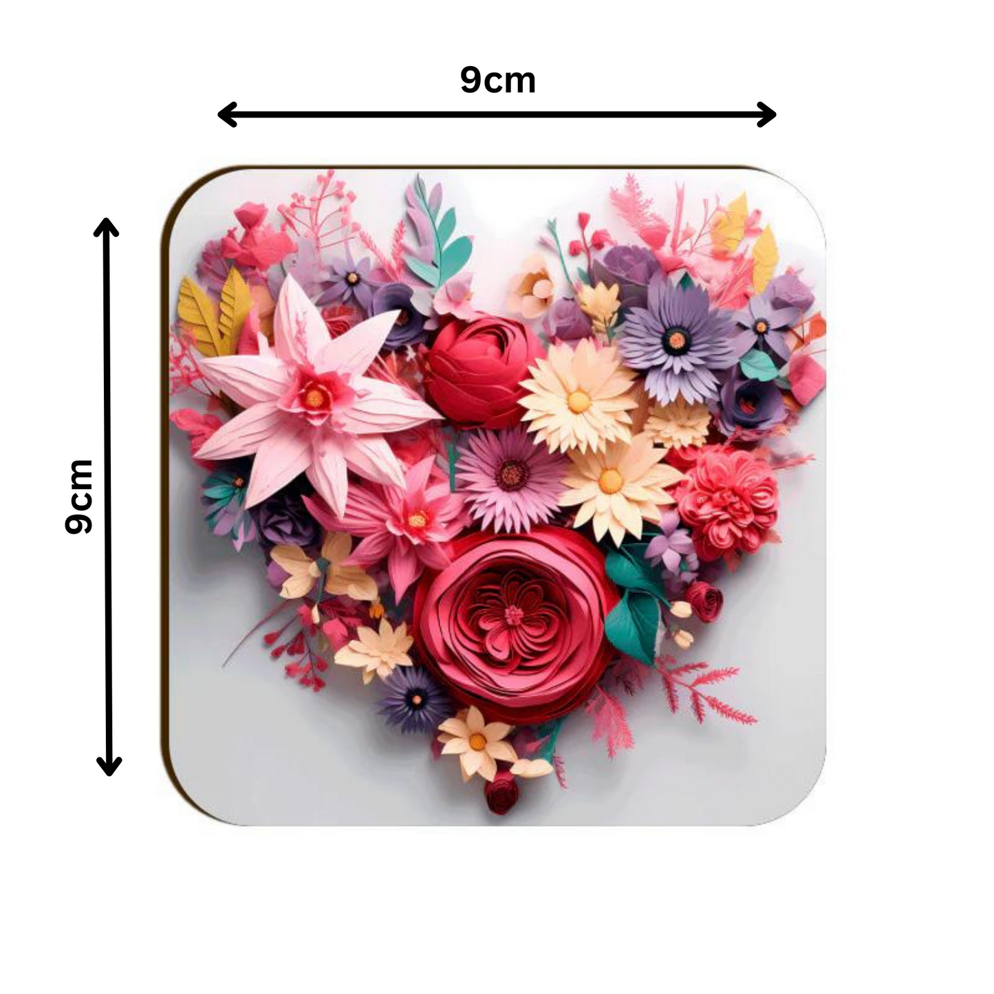 3D Flower Heart Square Coaster