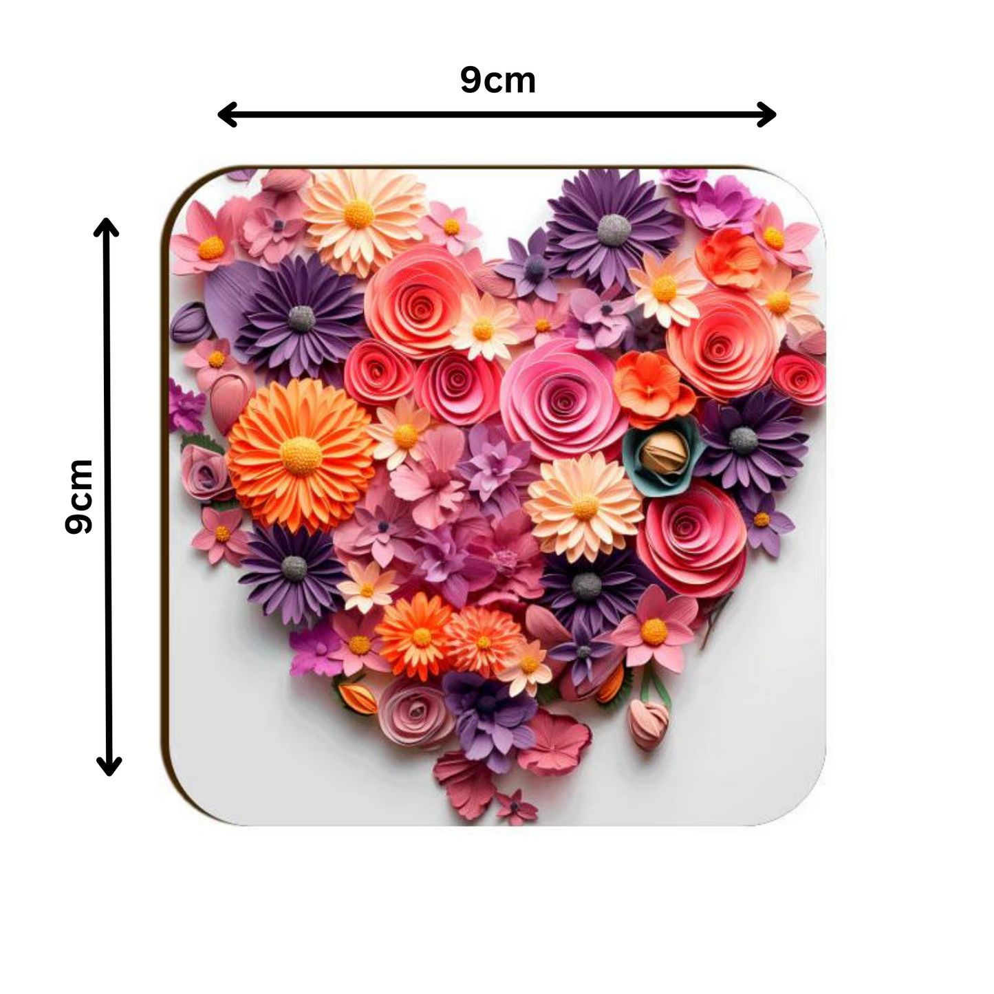 3D Flower Heart Square Coaster