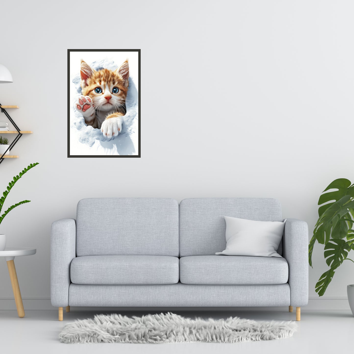 Cute Kitten Peeking from Snow Wall Art