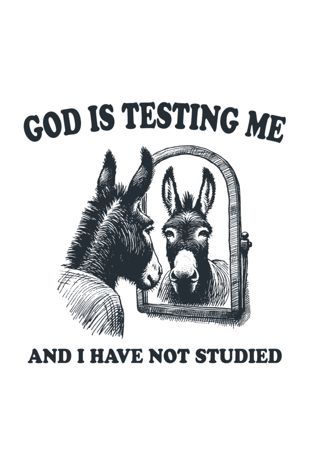 God is Testing Me Donkey in Mirror Black - Tote Bags with Zipper