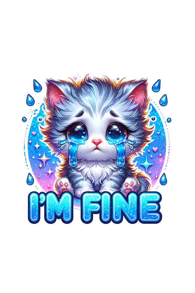 Crying Kitten I am fine - Tote Bags with Zipper