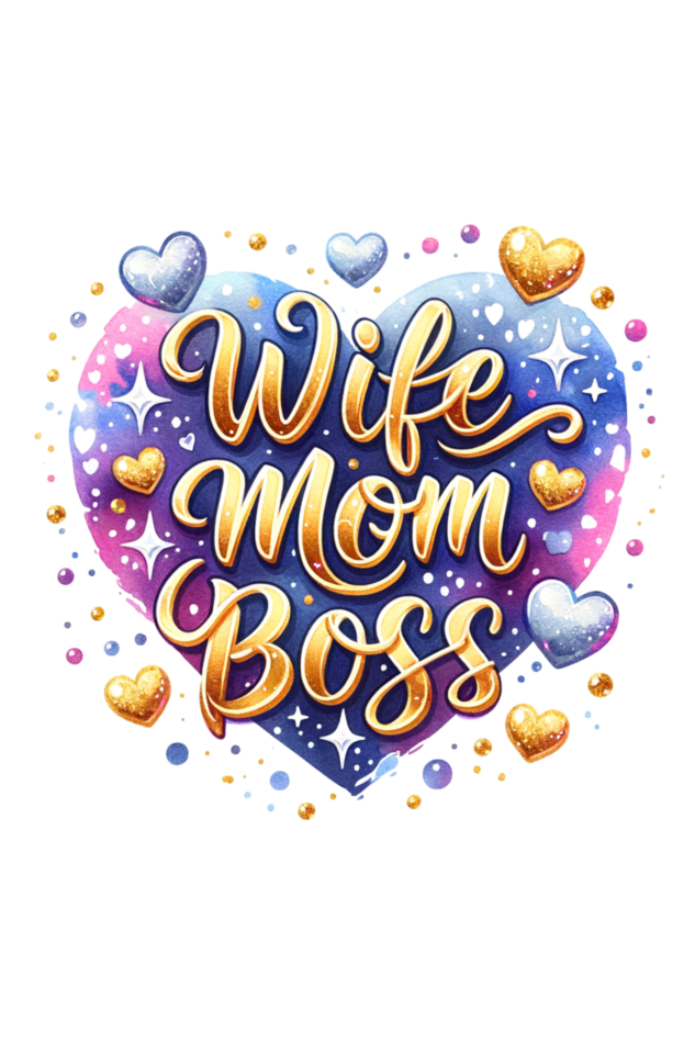 Wife Mom Boss Heart Design - Tote Bags with Zipper