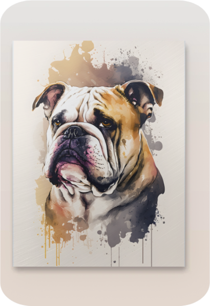 Metal Poster -Watercolor Bulldog