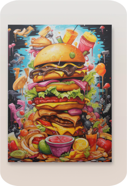 Metal Poster - Cartoon FastFood Meal with Burger