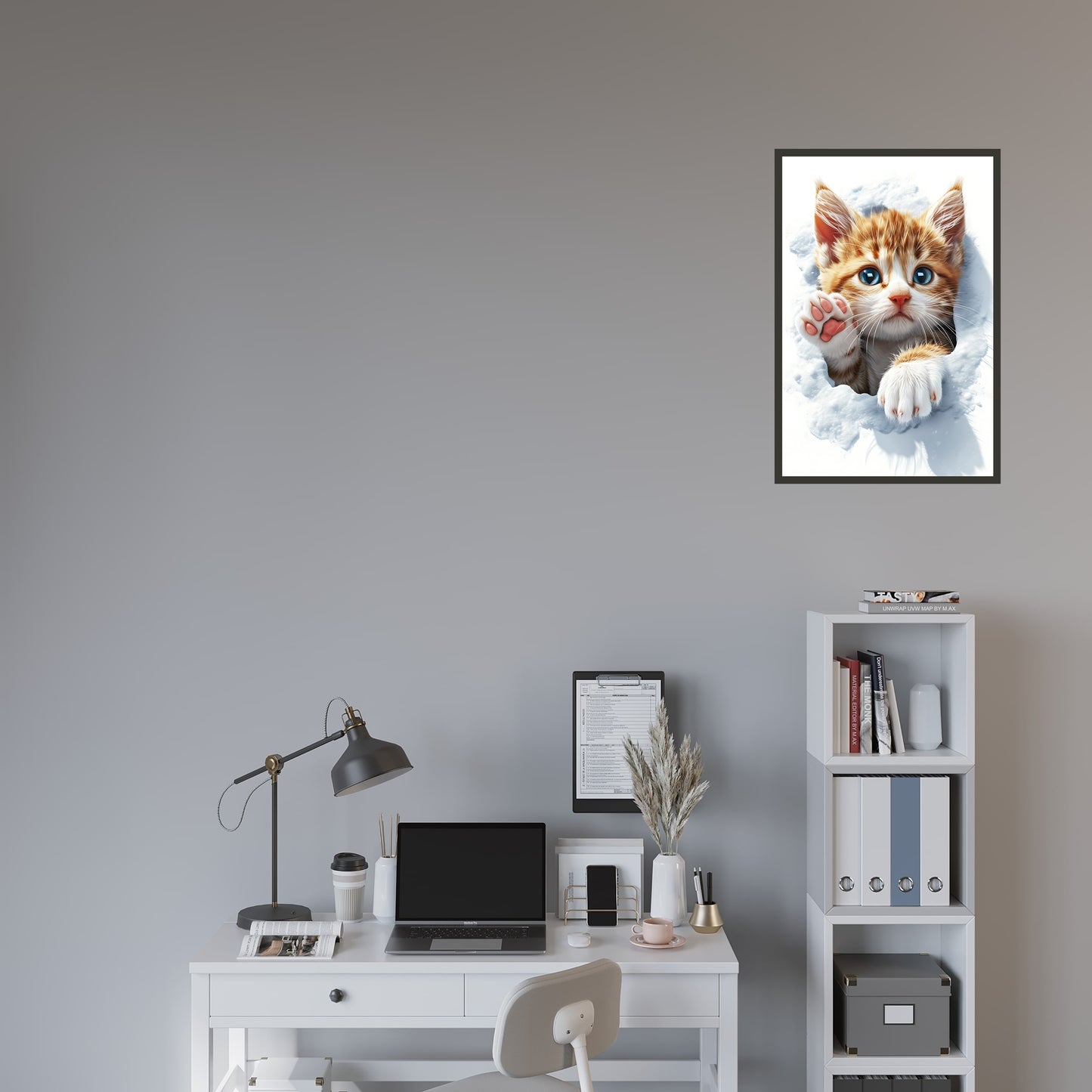 Cute Kitten Peeking from Snow Wall Art