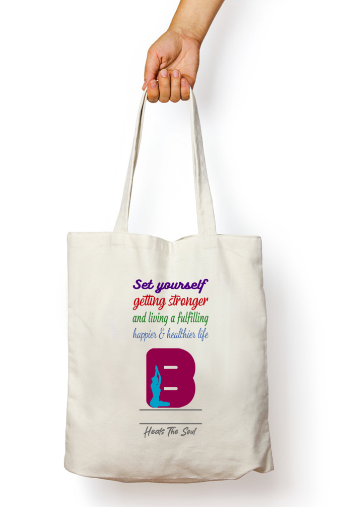 Alphabet with Yoga Background - Tote Bags with Zipper