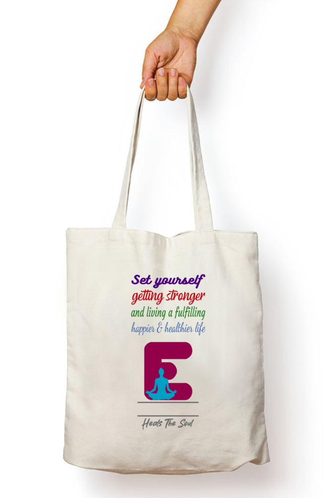 Alphabet with Yoga Background - Tote Bags with Zipper