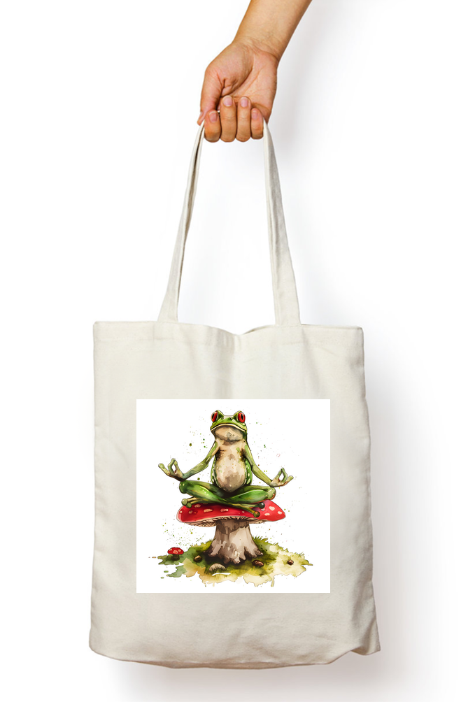 Yoga Frog Tote Bags with Zipper