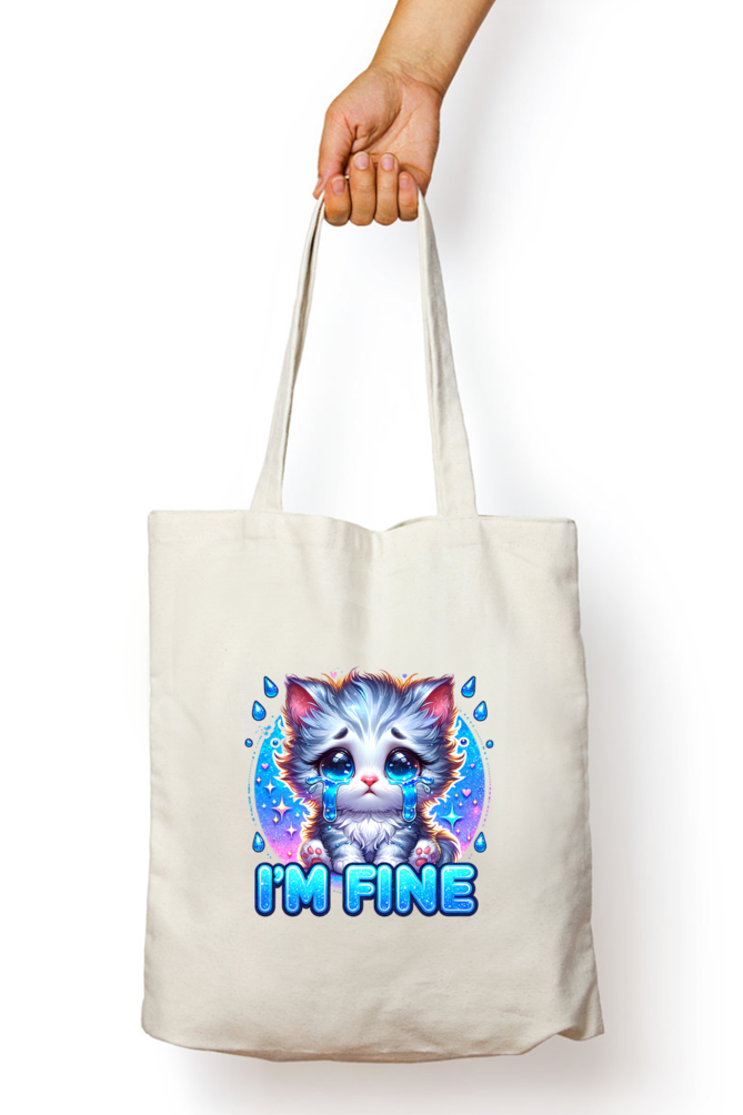 Crying Kitten I am fine - Tote Bags with Zipper