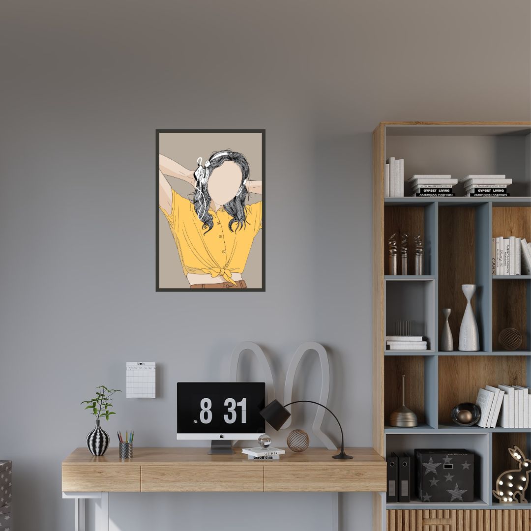 Cute Girl Enjoying the Music Wall Art