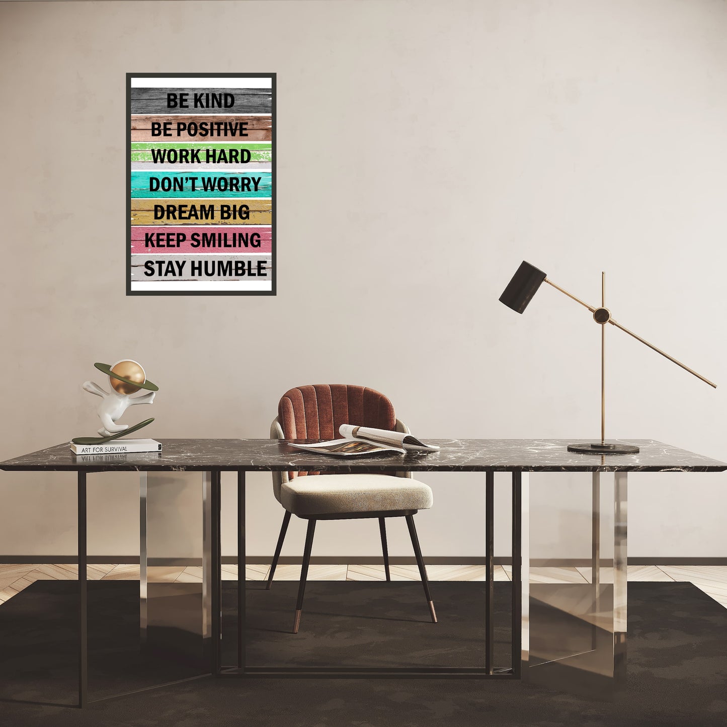 Be Kind,Be Positive,Work Hard,Dont Worry, Dream Big, Keep Smiling, Stay Humble Wall Art