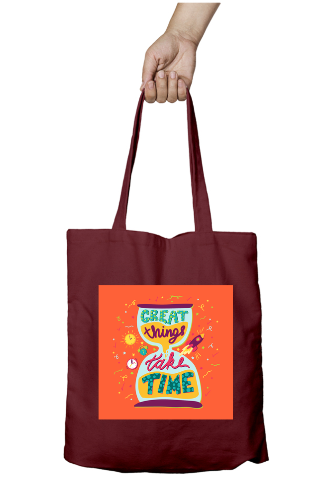 Great Things Takes Time - Tote Bags with Zipper