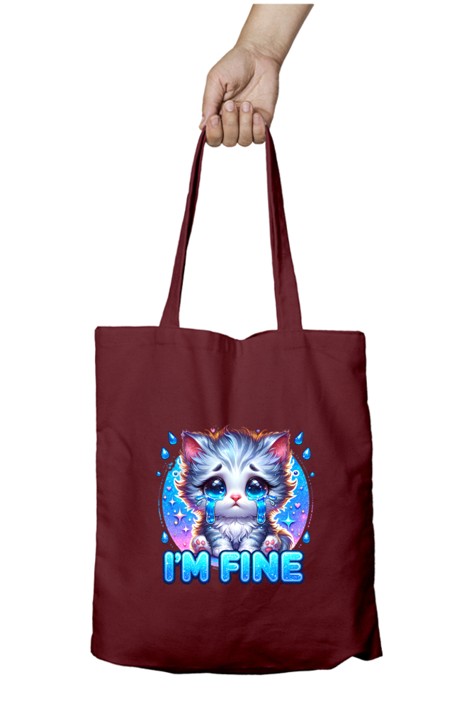 Crying Kitten I am fine - Tote Bags with Zipper
