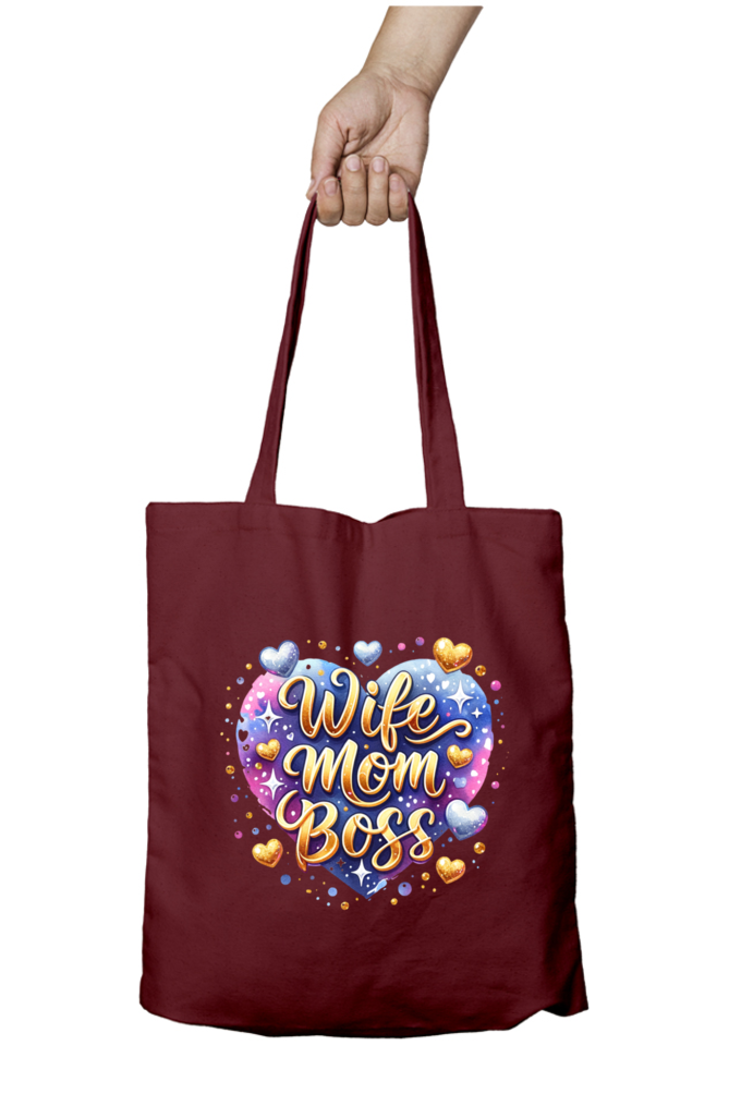 Wife Mom Boss Heart Design - Tote Bags with Zipper