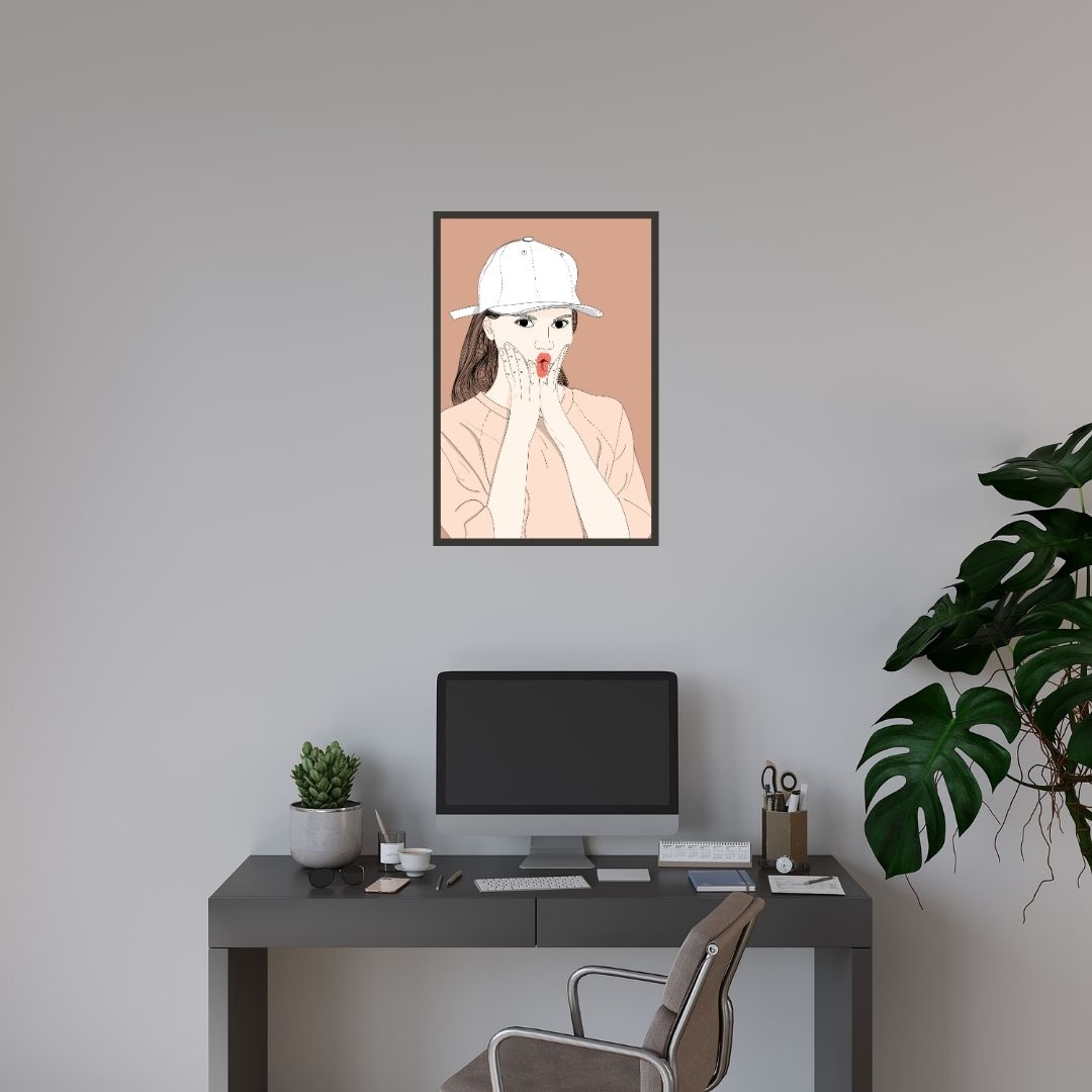"A girl showing a cute expression" Wall Art