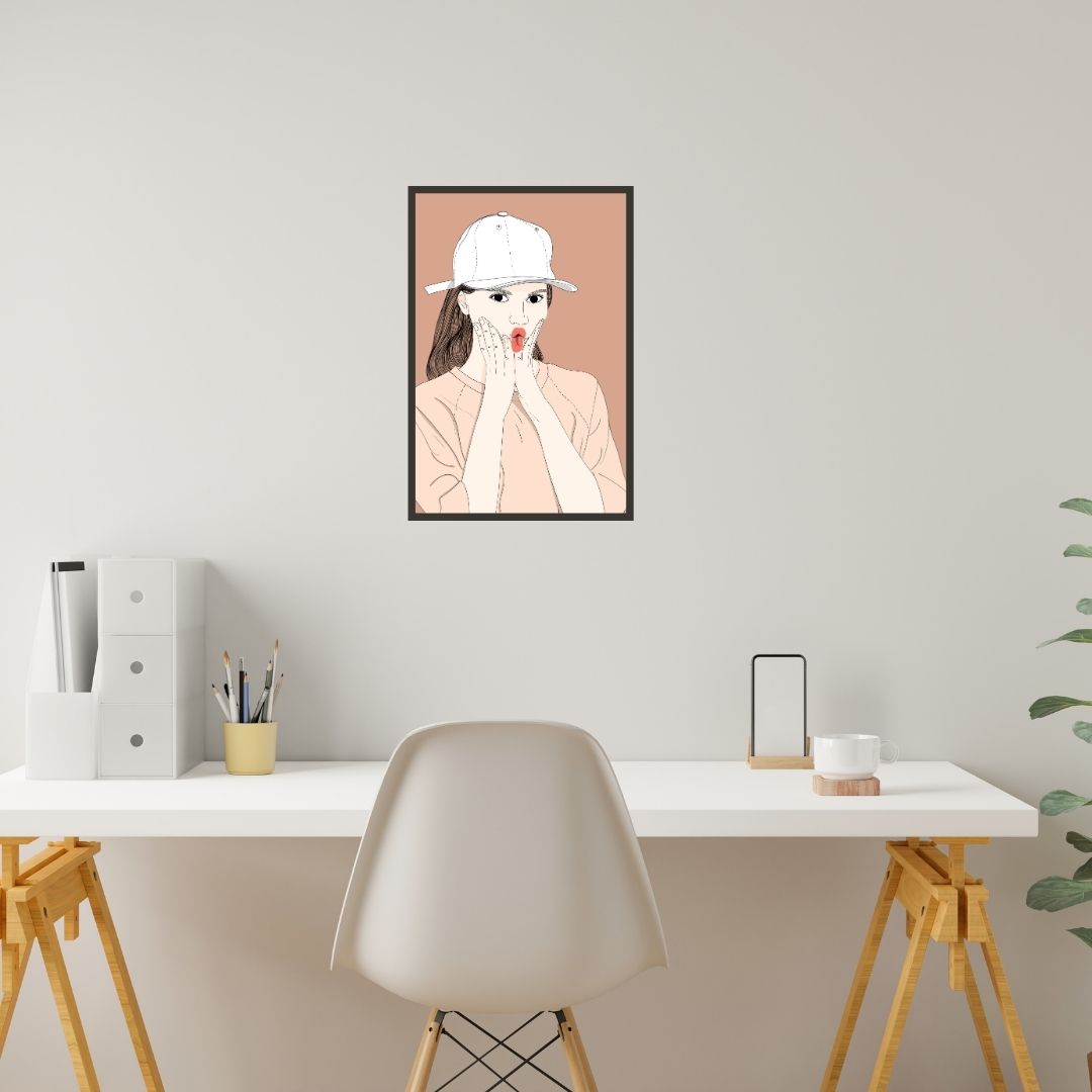 "A girl showing a cute expression" Wall Art