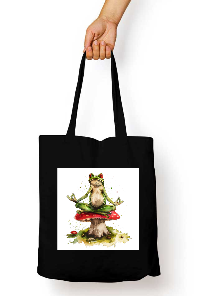 Yoga Frog Tote Bags with Zipper