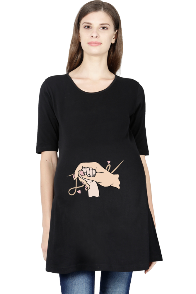Maternity Half Sleeve T-Shirt with Mother and Baby Hand with Love Design