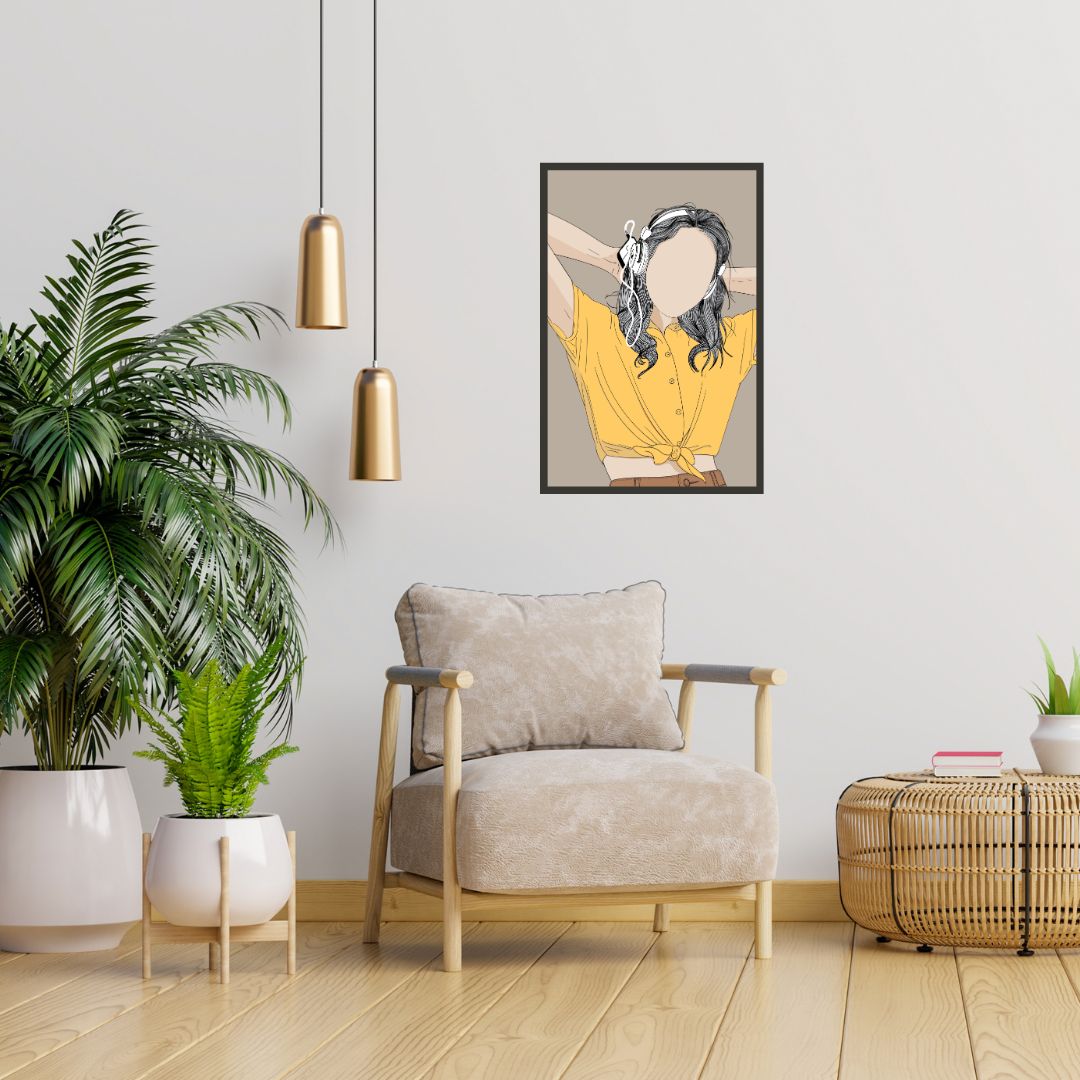 Cute Girl Enjoying the Music Wall Art
