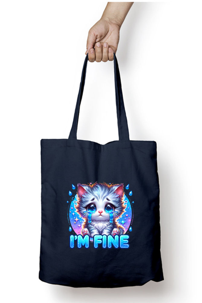 Crying Kitten I am fine - Tote Bags with Zipper