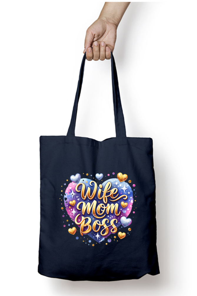 Wife Mom Boss Heart Design - Tote Bags with Zipper