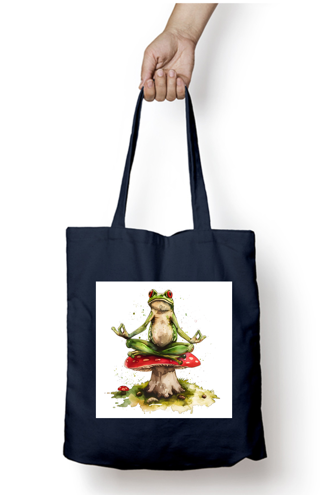 Yoga Frog Tote Bags with Zipper