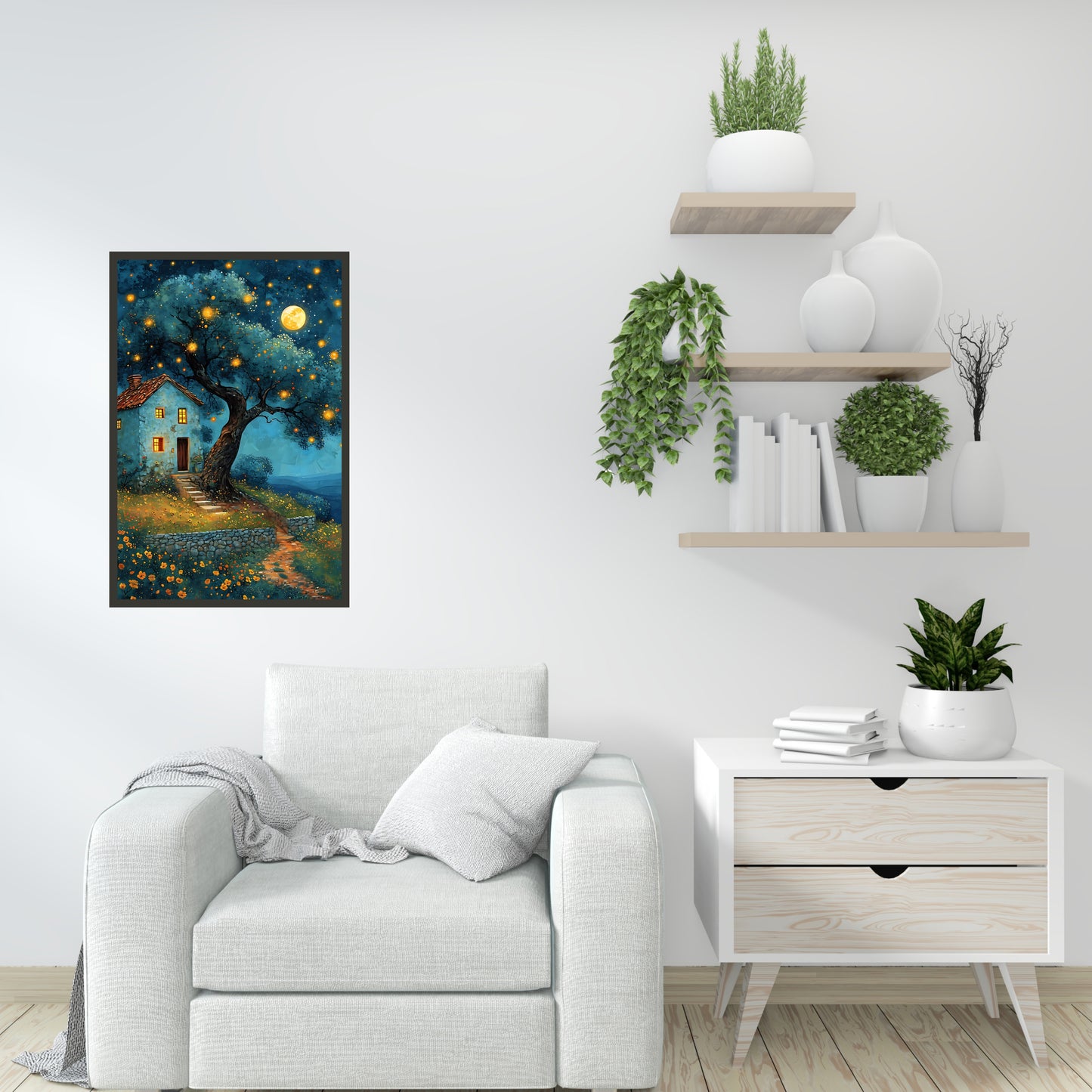 Starry Night House Wall Art