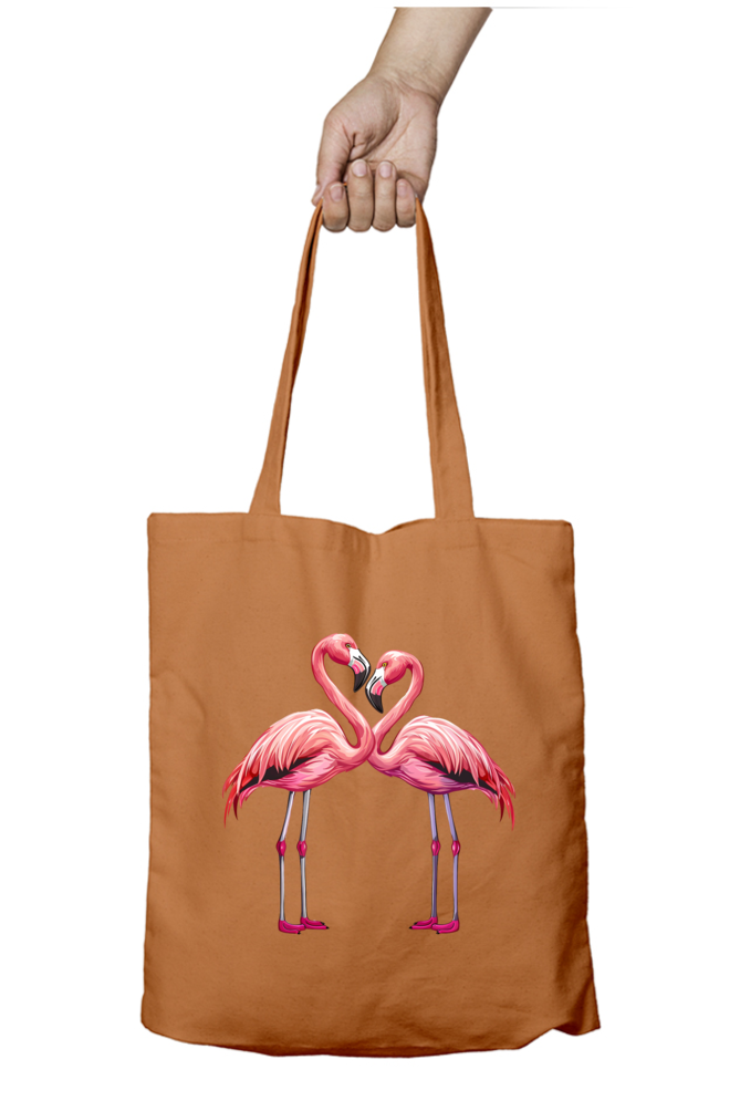 Flamingo Valentine Couple Tote Bags with Zipper