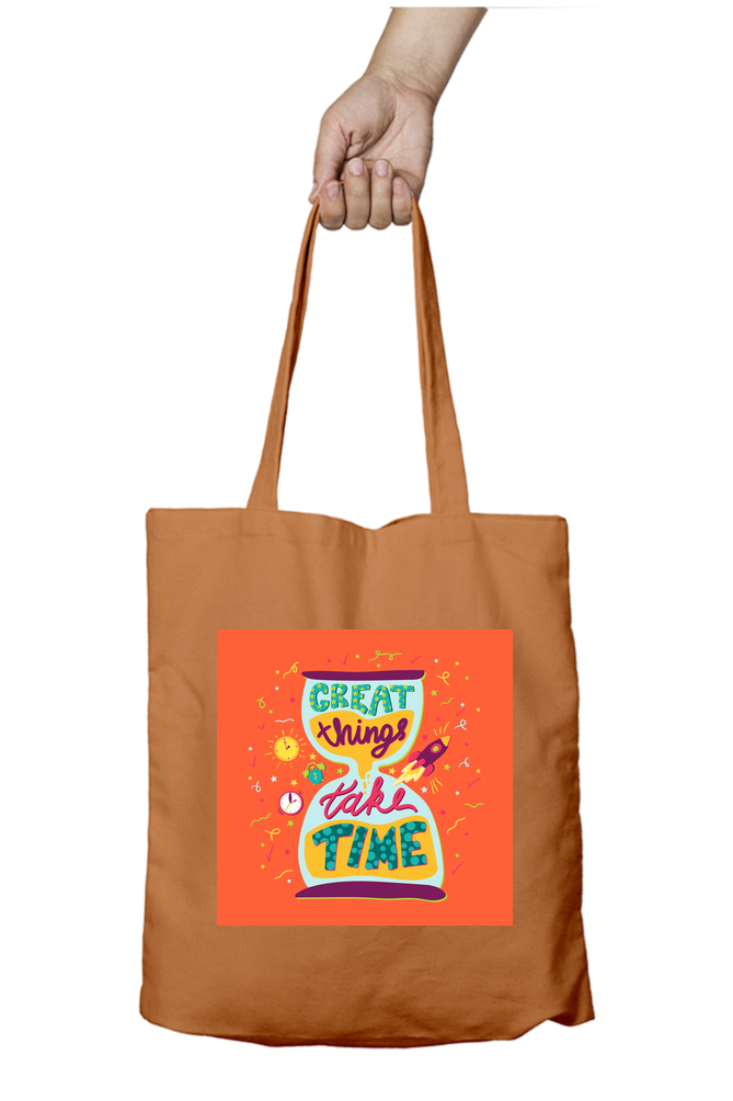 Great Things Takes Time - Tote Bags with Zipper