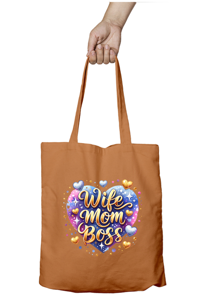 Wife Mom Boss Heart Design - Tote Bags with Zipper