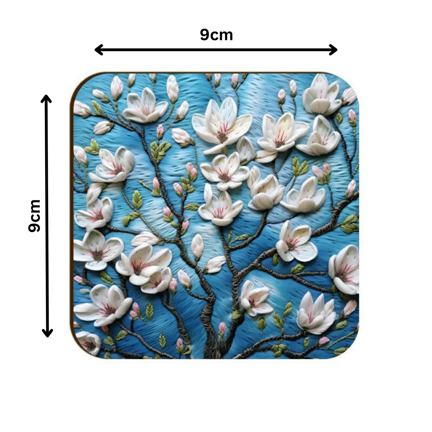 3D flowers Embroidery Design Square Coaster