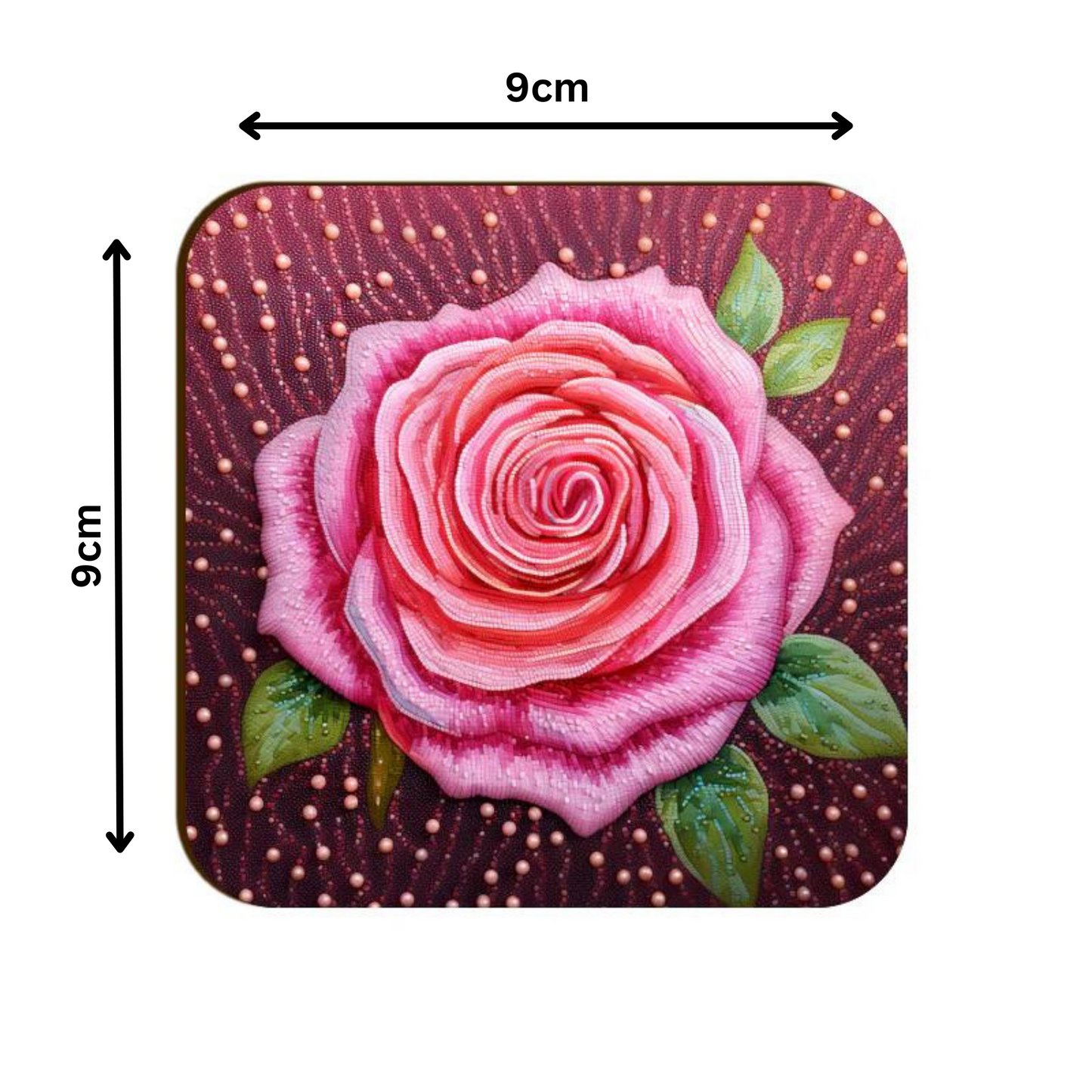 3D flowers Embroidery Design Square Coaster