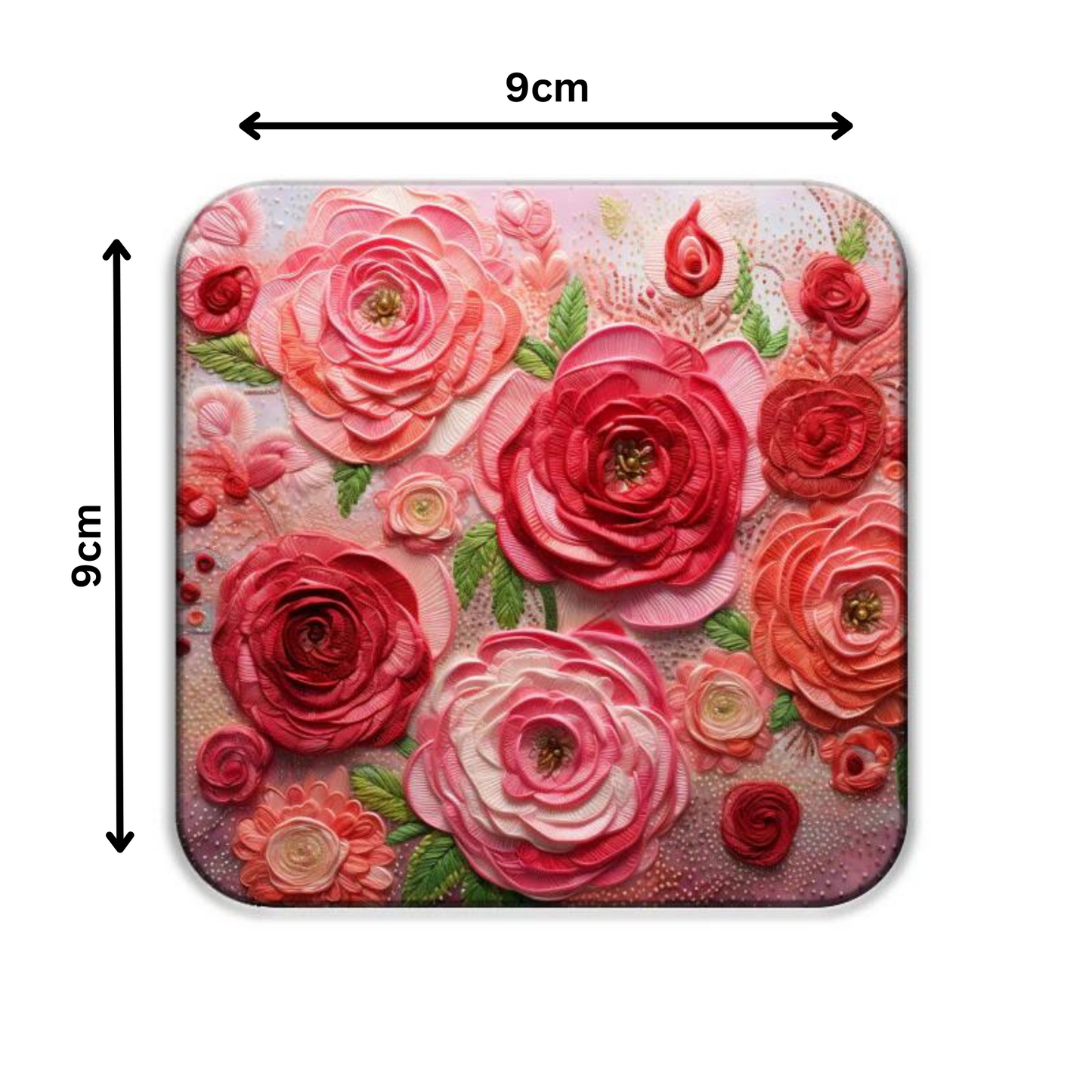 3D flowers Embroidery Design Square Coaster