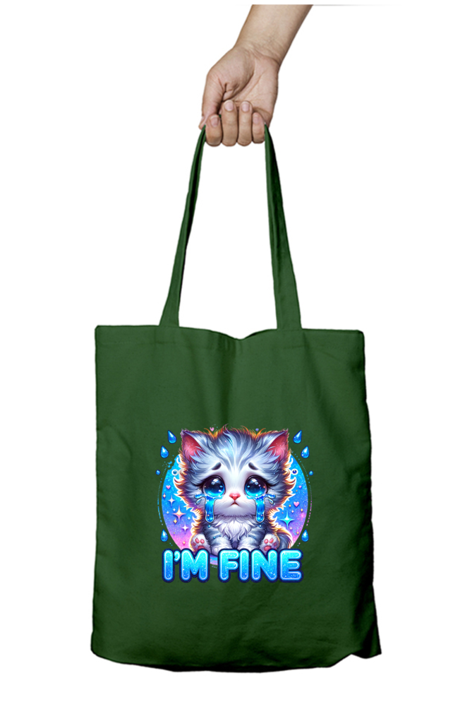 Crying Kitten I am fine - Tote Bags with Zipper