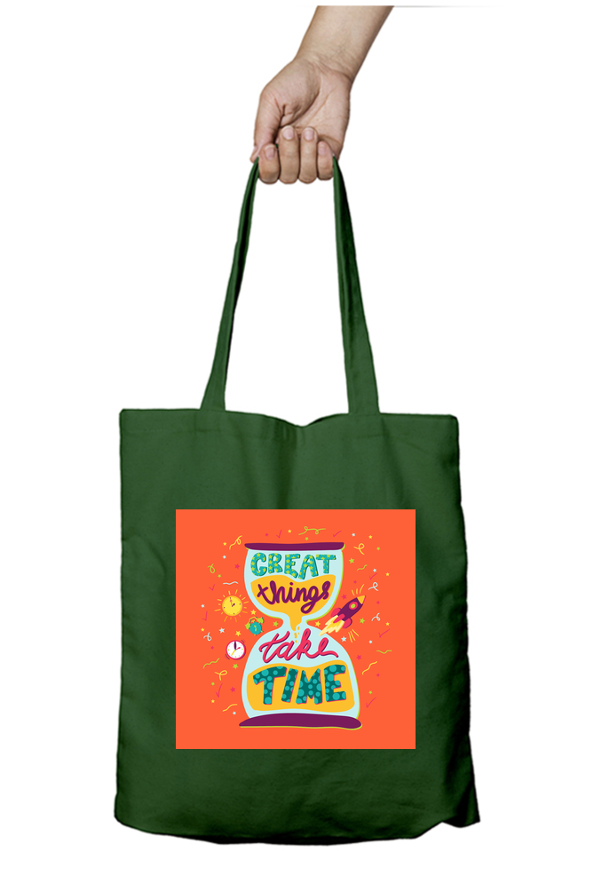 Great Things Takes Time - Tote Bags with Zipper