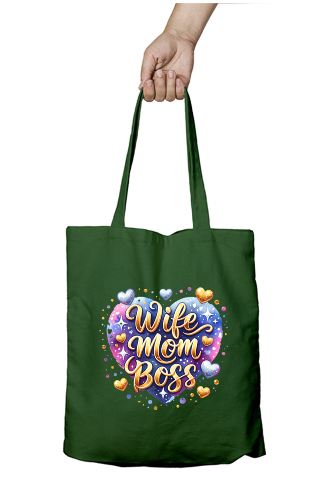 Wife Mom Boss Heart Design - Tote Bags with Zipper