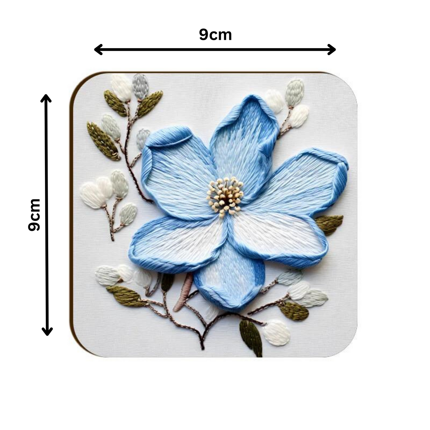3D flowers Embroidery Design Square Coaster