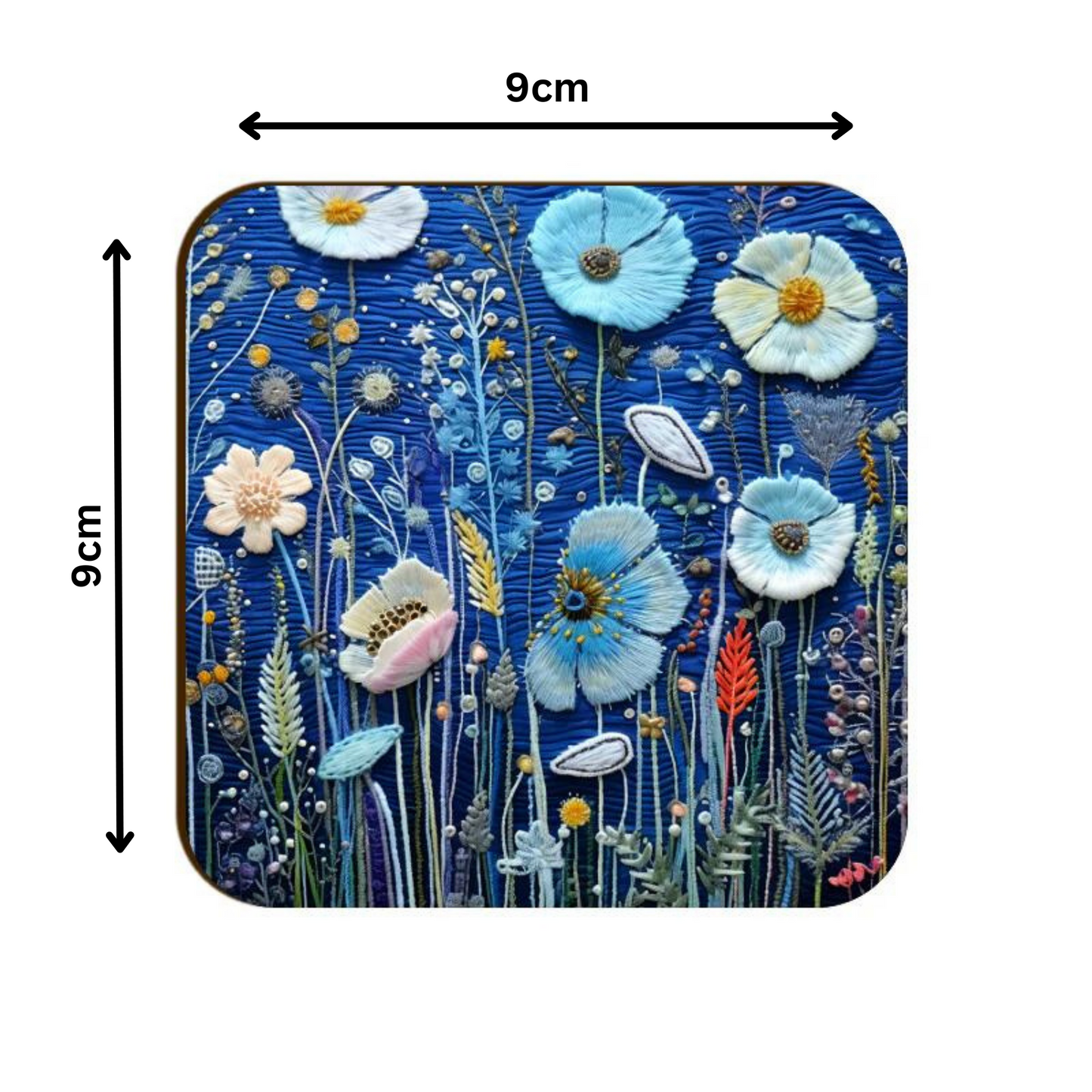 3D flowers Embroidery Design Square Coaster