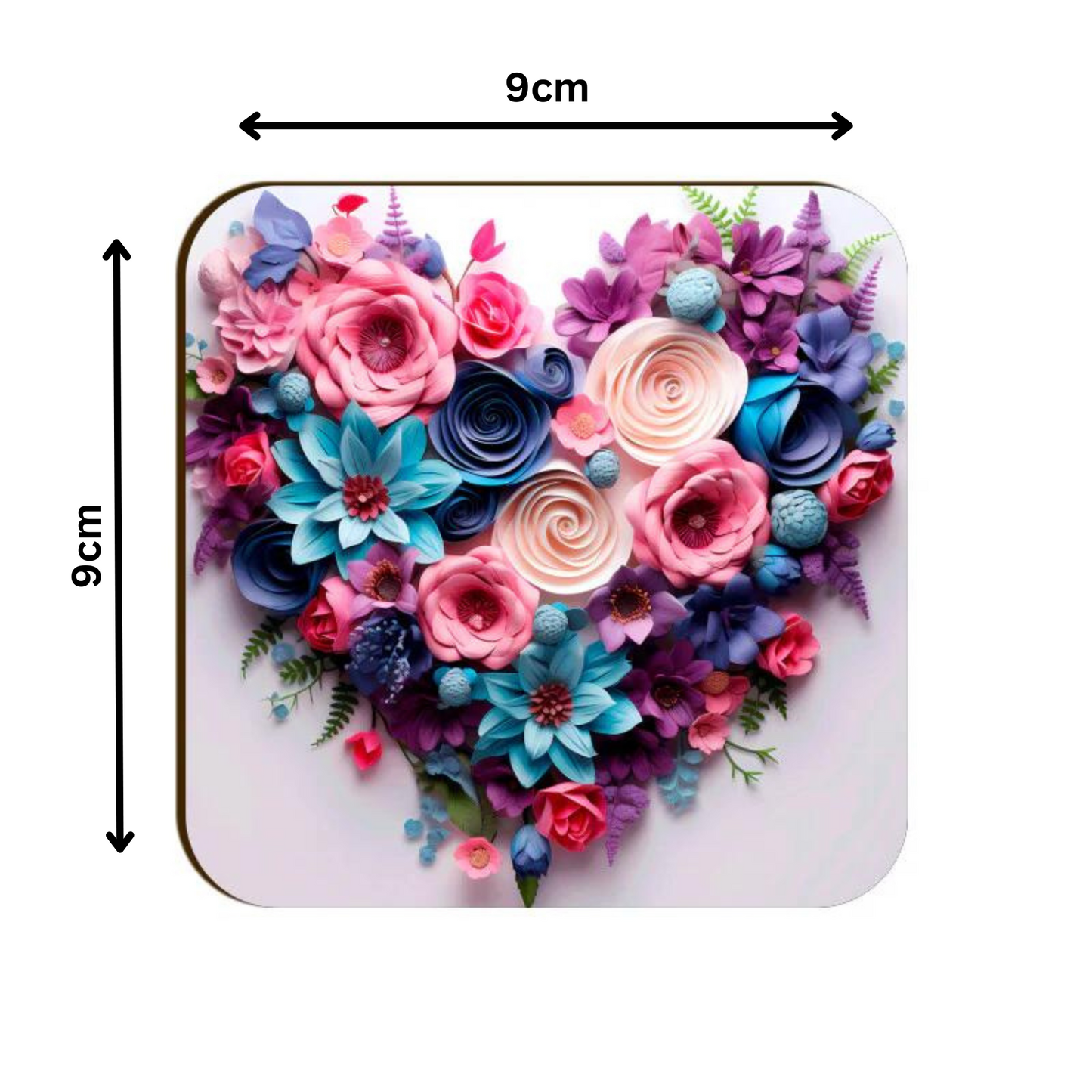 3D Flower Heart Square Coaster