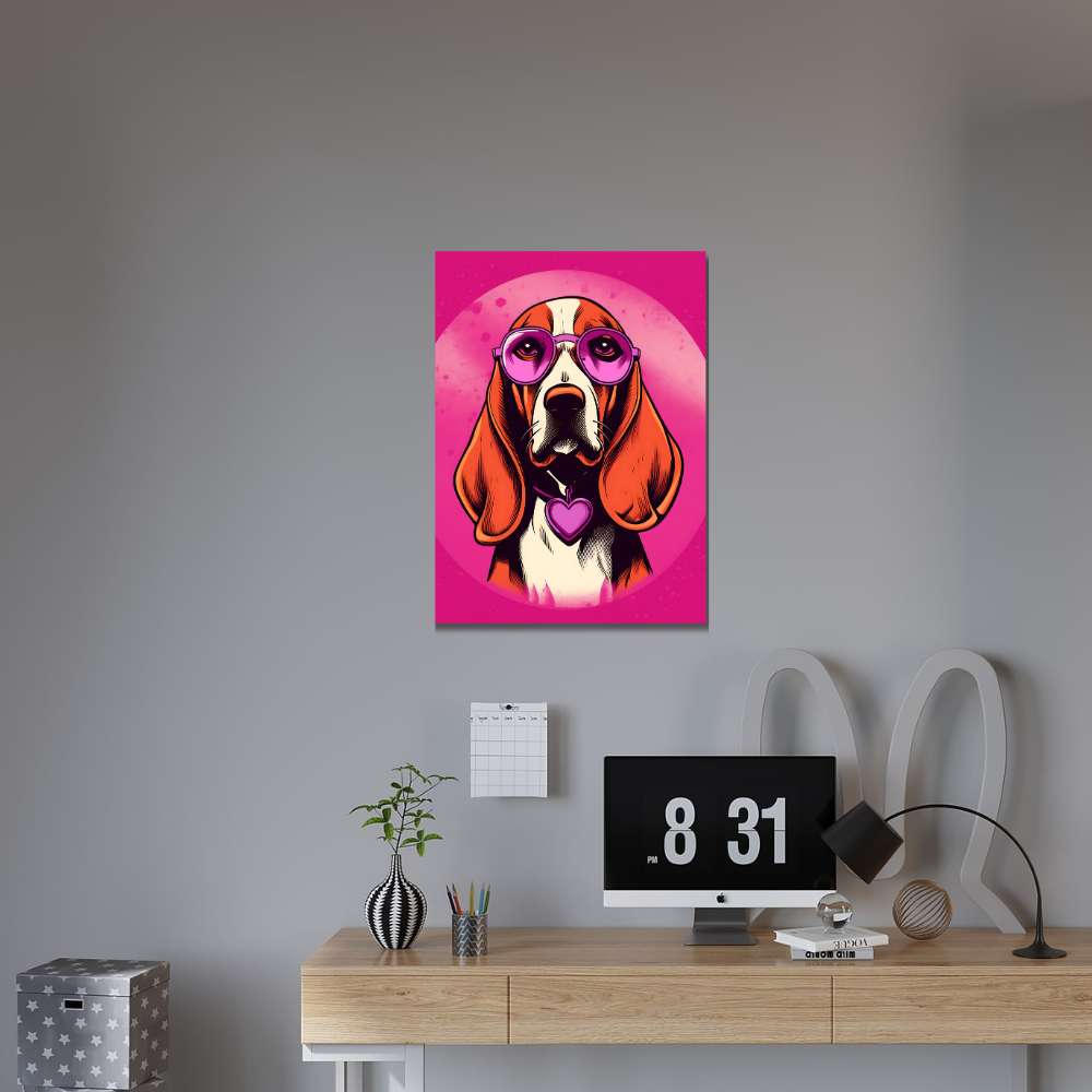 Metal Poster - Beagle Dog with Pink Theme